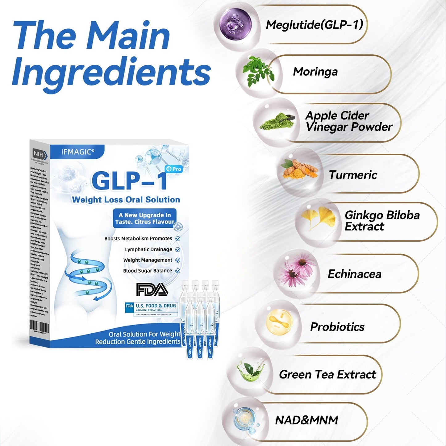 IFMAGIC® GLP-1 Pro Weight Loss Oral Solution✅Recommended doctors for obesity in the USA👩‍⚕️Suitable for obesity, cardiovascular diseases, diabetes, sleep apnea, high cholesterol and blood lipids, joint problems, and various other conditions💦