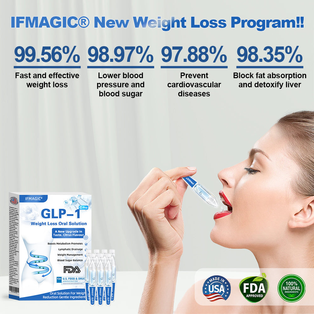 IFMAGIC® GLP-1 Pro Weight Loss Oral Solution✅Recommended doctors for obesity in the USA👩‍⚕️Suitable for obesity, cardiovascular diseases, diabetes, sleep apnea, high cholesterol and blood lipids, joint problems, and various other conditions💦