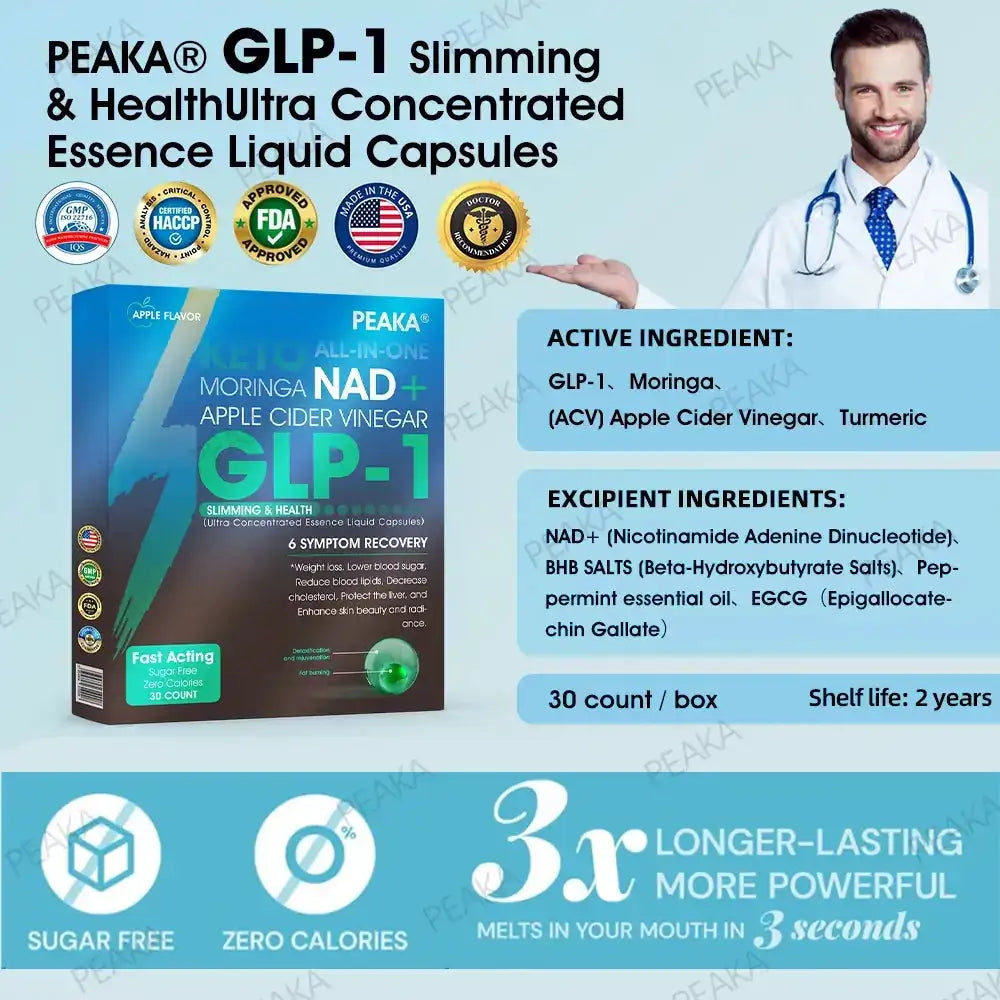 [Official Authorized Store] – PEAKA® GLP-1 Slimming & Health Ultra ` – NAD+ Moringa & ACV & Keto BHB (✅speedy, long-lasting, addressing diabetes, obesity, and cardiovascular diseases) – 💪Developed by the Obesity Society🌿